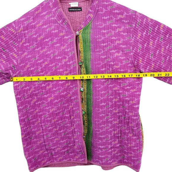 Sam Hilu Silk Reversible Jacket Womens Pink Purple Button Front Size S - Picture 8 of 13